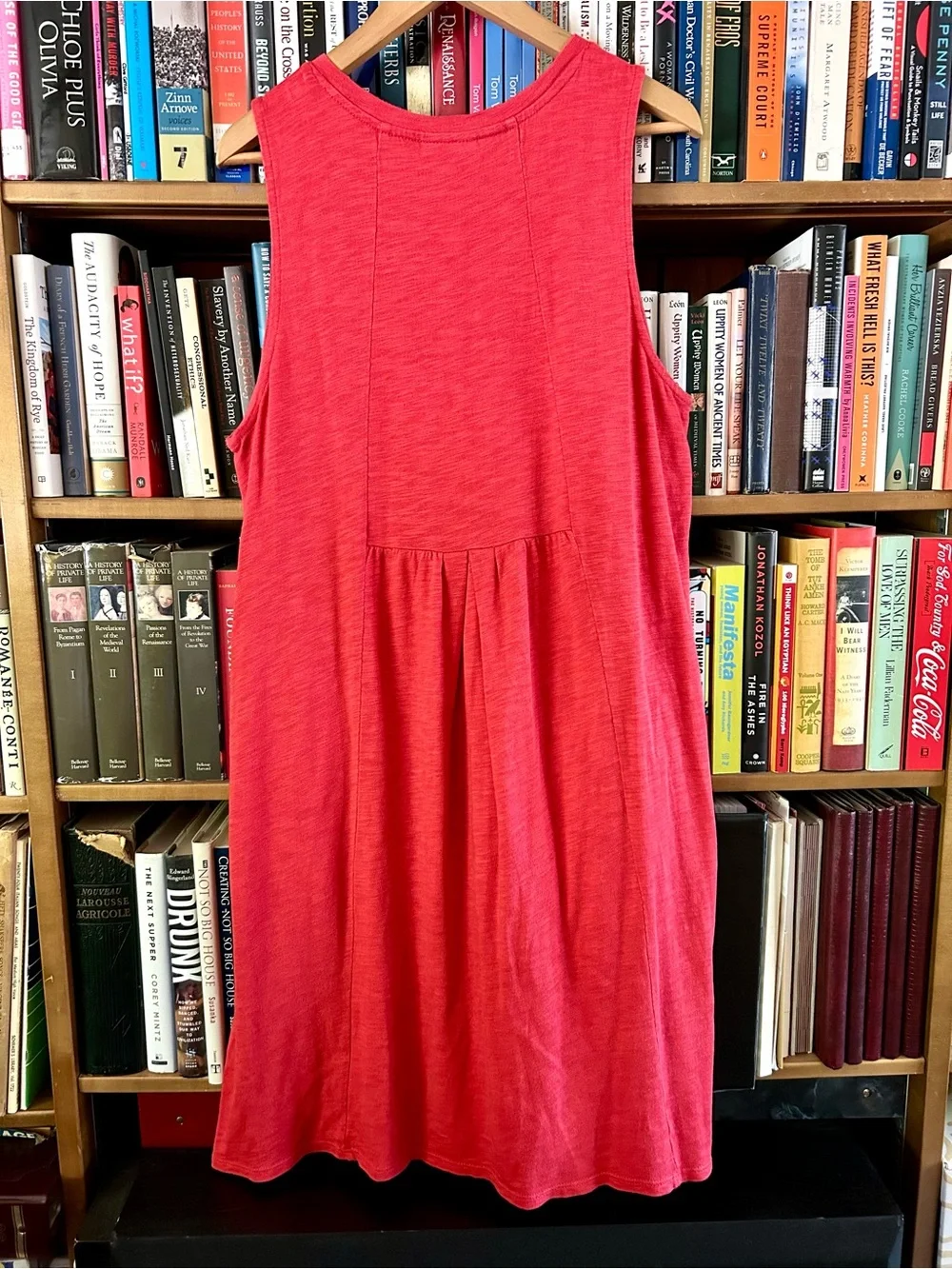 J Jill Coral Red Sleeveless POCKETS Swing A-line Tank Dress, size L - Picture 10 of 10